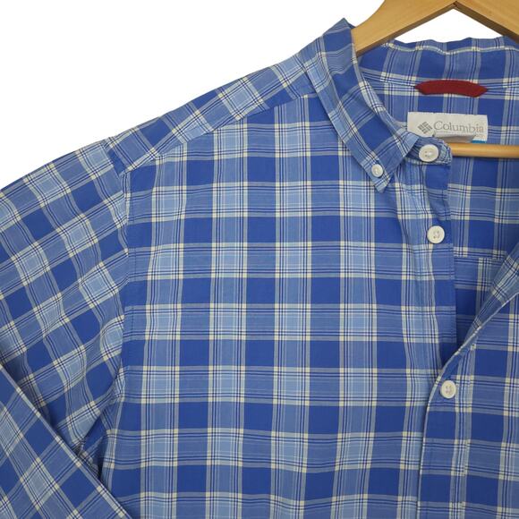 Columbia Men's Long Sleeve Button-Down Shirt Size XL Blue & White Plaid Outdoor - Picture 5 of 16